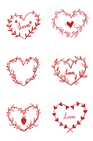 各种心形花环组图PNG免抠素材