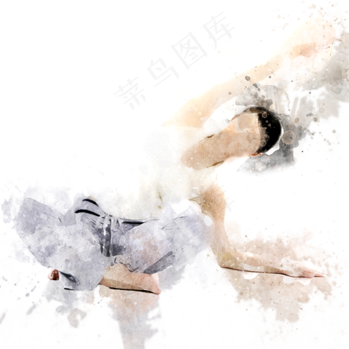 水彩人物瑜伽动作插画