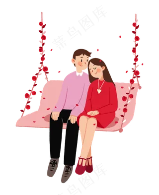 情人节2.14情侣卡通手绘