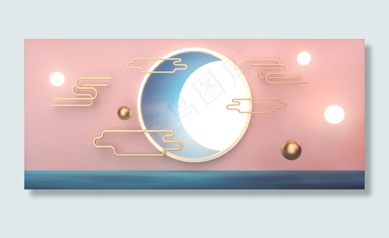 C4D三维立体简约七夕浪漫情人节电商背景