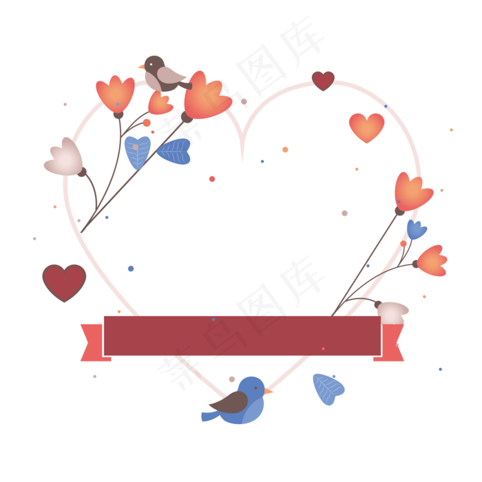 甜蜜情人节爱心花卉边框