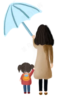 手绘可爱卡通母亲节打伞
