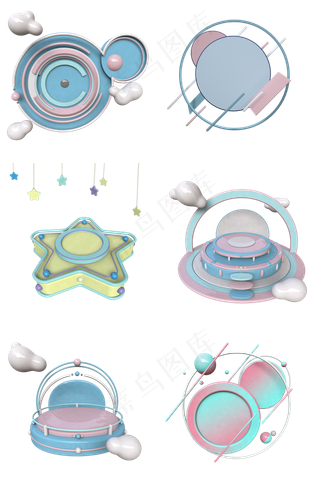 C4D小清新舞台装饰合集,免抠元素