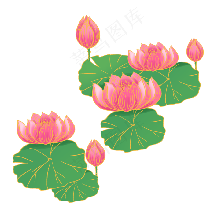 中国风荷花荷叶(2000X2000(DPI:300))psd模版下载