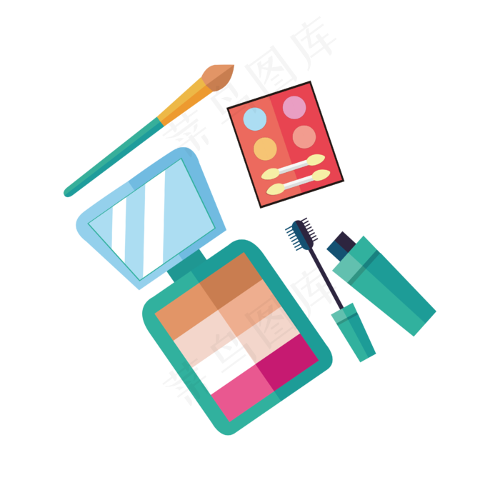 手绘卡通扁平化眼影盘睫毛膏