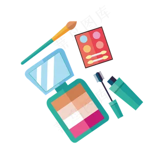 手绘卡通扁平化眼影盘睫毛膏