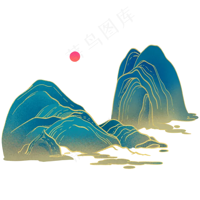 中国风金边山水图(2000X2000(DPI:300))psd模版下载