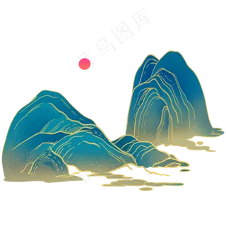 中国风金边山水图