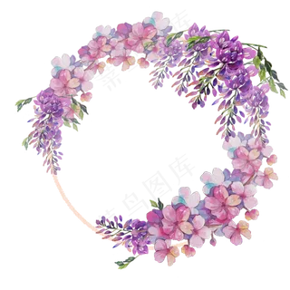 唯美装饰花环少女粉紫