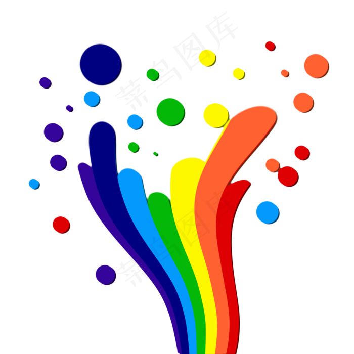迸发出来的七彩彩虹,免抠元素