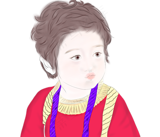 手绘嘟嘴卖萌小男孩