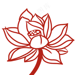 图案荷花植物插图