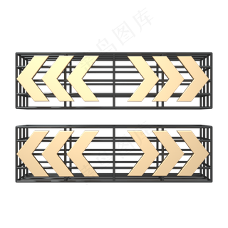 C4D黑金色路标安全出口标志