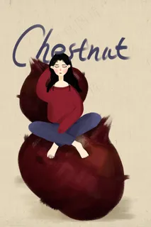 创意水果坐在荸荠上的女孩