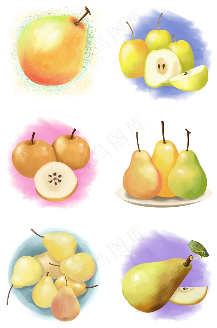 卡通手绘惊蛰应季水果之梨子套图(3543X4724(DPI:150))psd模版下载