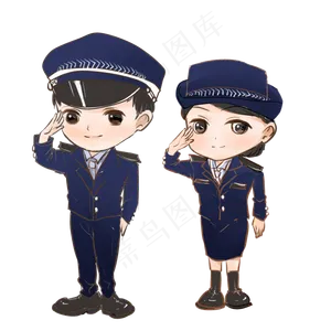 手绘人民守护神警察,免抠元素