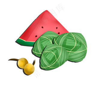端午节手绘粽子西瓜龙眼装饰图案