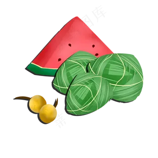 端午节手绘粽子西瓜龙眼装饰图案