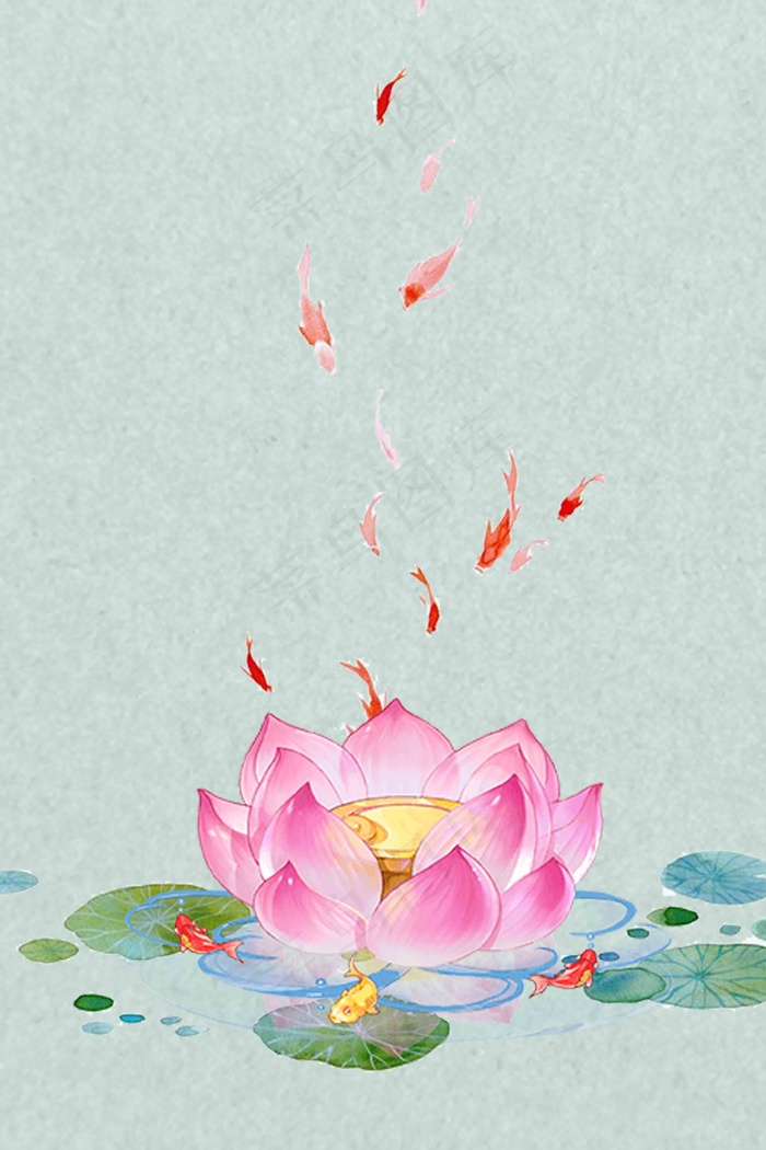 简约荷花立夏背景图