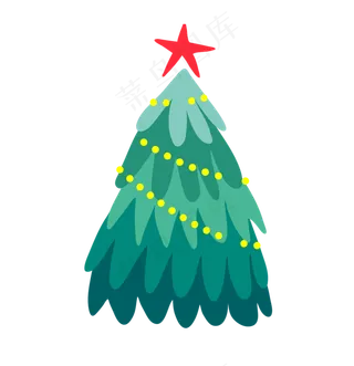 圣诞树星星灯平安夜装饰松树PNG,免抠元素