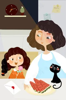 母亲节暖色调扁平卡通小清新风活动页面