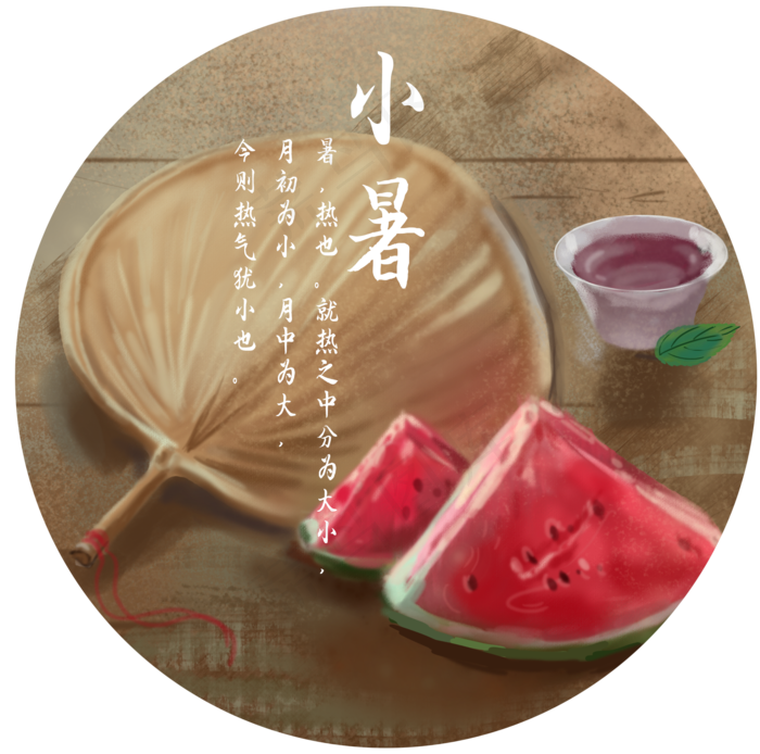 夏日节气小暑西瓜蒲扇素材