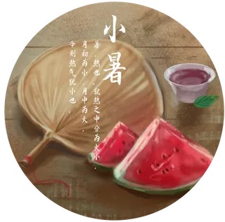夏日节气小暑西瓜蒲扇素材