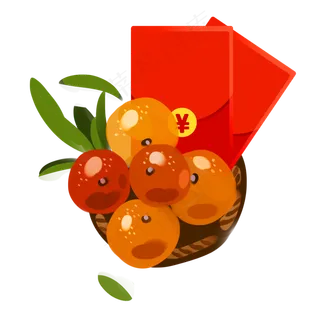 手绘水果和红包