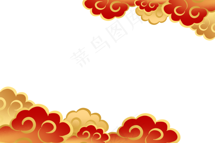 中国风古典祥云边框,免抠元素