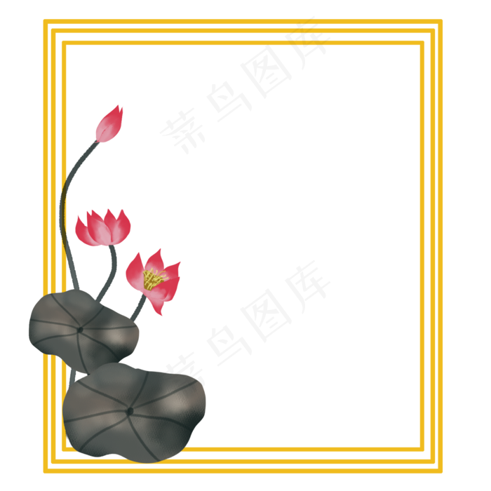 荷花边框png素材(2000X2000(DPI:300))psd模版下载
