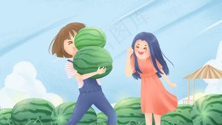 夏天立夏小清新西瓜配图