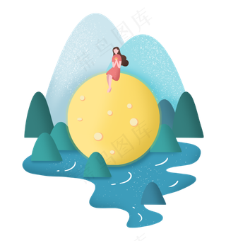 中秋节月亮圆月中秋佳节女孩