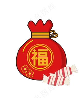 手绘年货福袋,免抠元素