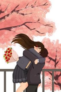 网络情人节情侣拥抱.