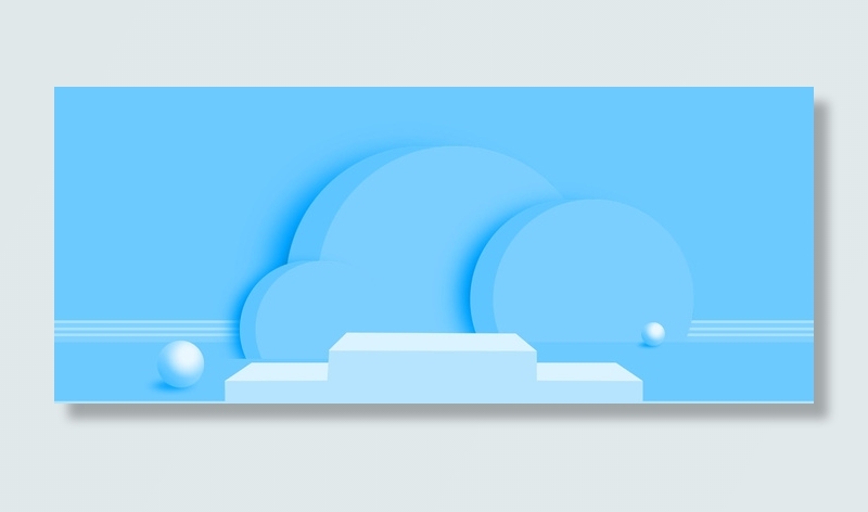 夏季防晒化妆品大促销蓝色背景