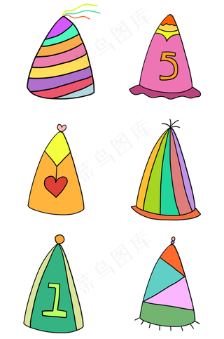 儿童节彩色派对帽子