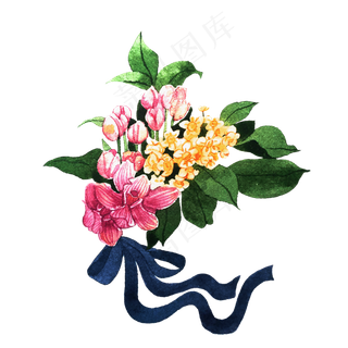 水彩花卉花束
