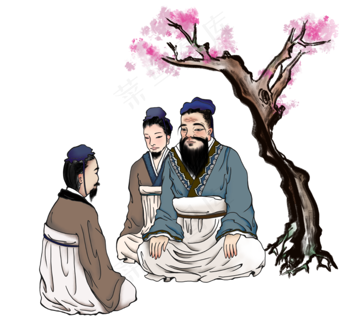 孔子教学学生,免抠元素(2443*2240px 300 dpi )psd模版下载