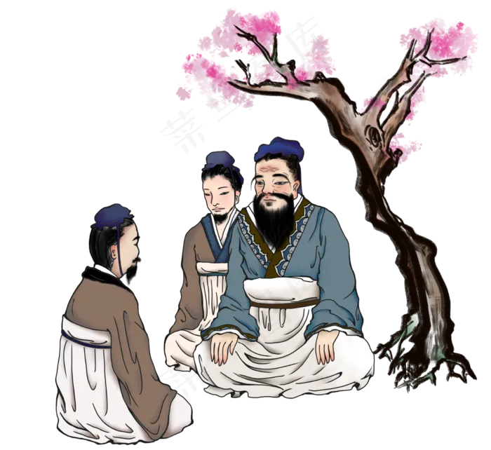 孔子教学学生,免抠元素(2443*2240px 300 dpi )psd模版下载