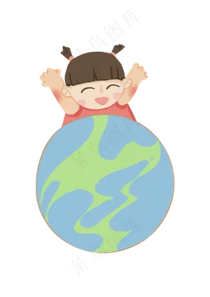世界地球日小女孩人物爱护地球