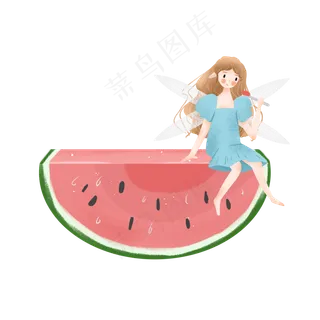 夏天吃西瓜的小精灵