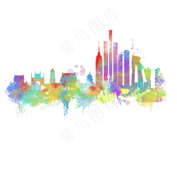 水彩城市(3000*3000px 72 dpi )psd模版下载