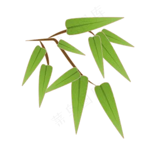 手绘矢量绿色竹叶png素材