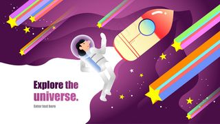 暖色调扁平风科技宇宙探索矢量图