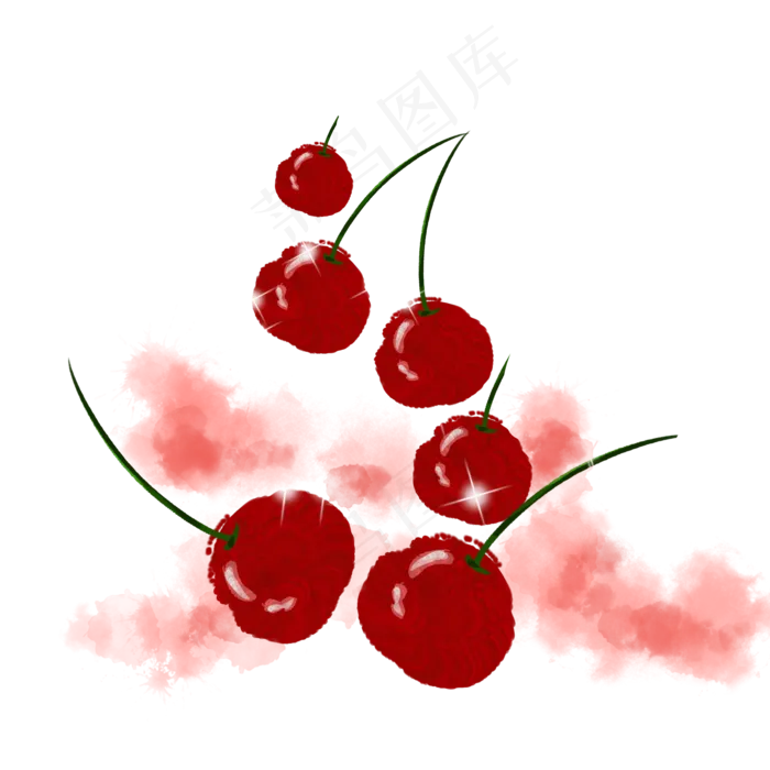 水果樱桃车厘子五六个(2000X2000(DPI:300))psd模版下载
