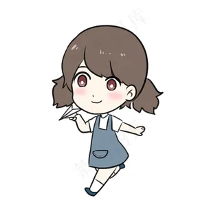 正在玩纸飞机的小女孩