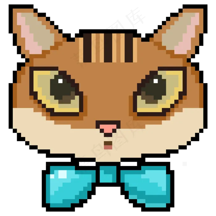 像素风格花纹猫咪(2000X2000(DPI:72))psd模版下载