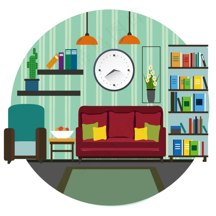 客厅摆饰矢量图下载(2000*2000px 300 dpi )ai矢量模版下载