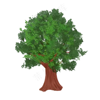 植树节大树绿色深绿色植物手绘写,免抠元素