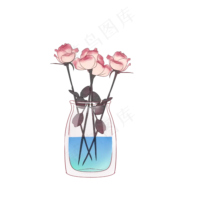 玫瑰花水瓶玫瑰花瓶(3000X3000(DPI:300))psd模版下载